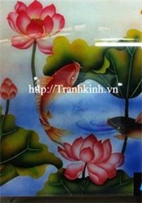 Chiêm ngưỡng mẫu tranh kính hoa sen cá đẹp