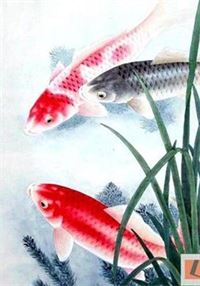 Tranh kính hoa sen cá đẹp