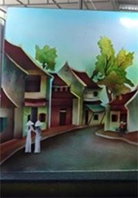 Tranh kính phong cảnh nhà quê
